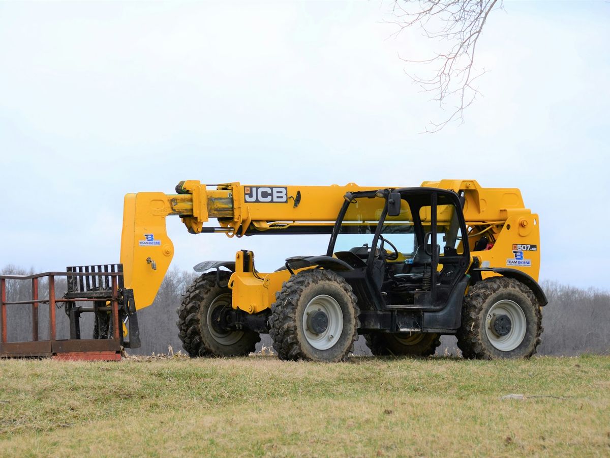 Telehandler parked in a field