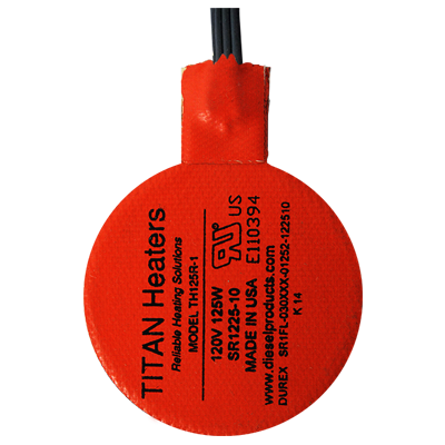 Titan Round Silicone Oil Heater Pad – 120V AC – 125W – 3″ Diameter