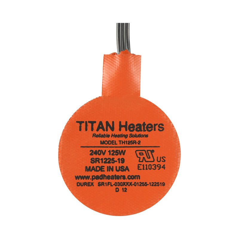 Titan Round Profile Fluid Heater Pad – 240V AC – 125W – 3″ Diameter