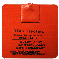Titan Small Silicone Utility Heater Pad – 12V DC – 50W – 3″ × 3″